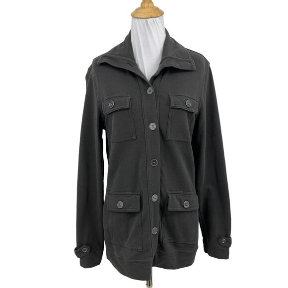 Lucy Jacket Women S Small Gray Button Up Stretch Long Sleeve Utility Pocket - Picture 1 of 11
